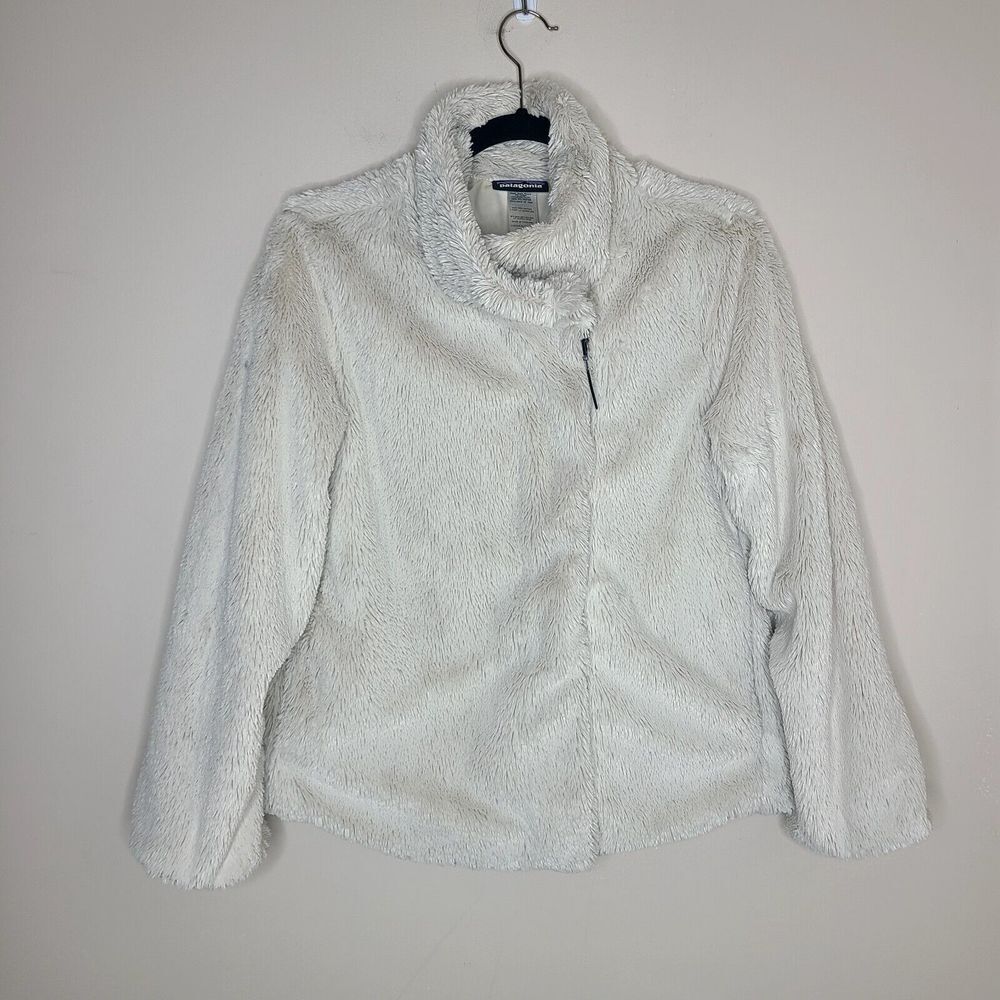 Patagonia Pelage Faux Fur Fleece Full Zip Ivory Jacket Women's Small‎